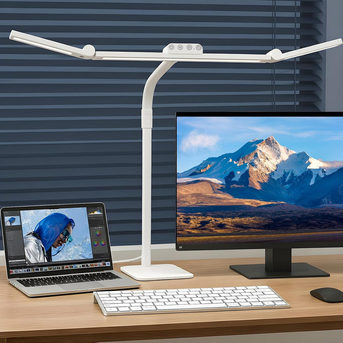LED Desk Lamp for Home Office with Base, 28.2" Adjustable Gooseneck Swin...