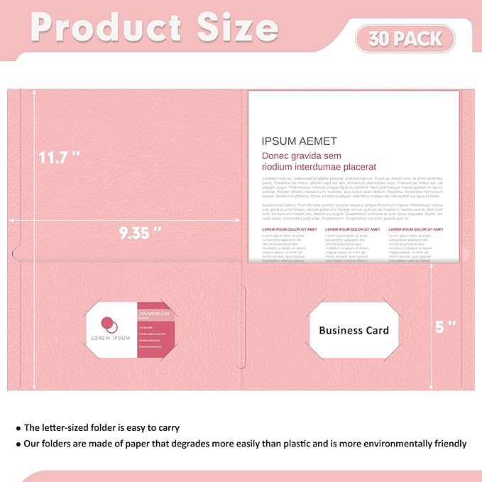 Two Pocket Folders, PANDRI 30 Pack 2 Pocket Folders, Letter Size Paper File - Image 2