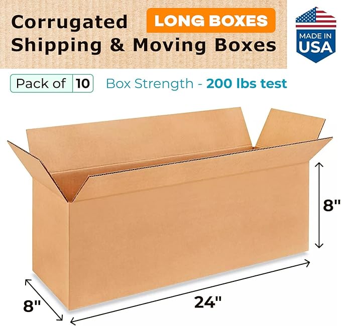 Long Moving & Shipping Boxes 24x8x8 inches - Image 2
