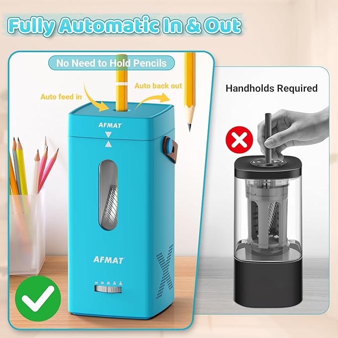 AFMAT Electric Pencil Sharpener, Fully Automatic Pencil Sharpener, Auto in & Out - Image 2