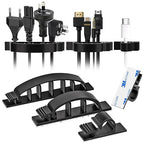 XHF 30pcs Adhesive Cable Wire Clips Kit Black, Outdoor Cable Management Wire by XHF