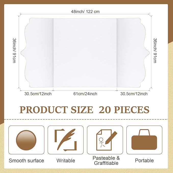 Geyee 20 Pcs 36 x 48 Inch Trifold Poster Board - Image 2