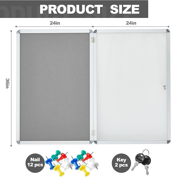 Geetery 36 x 24 Inch Enclosed Bulletin Board - Image 2