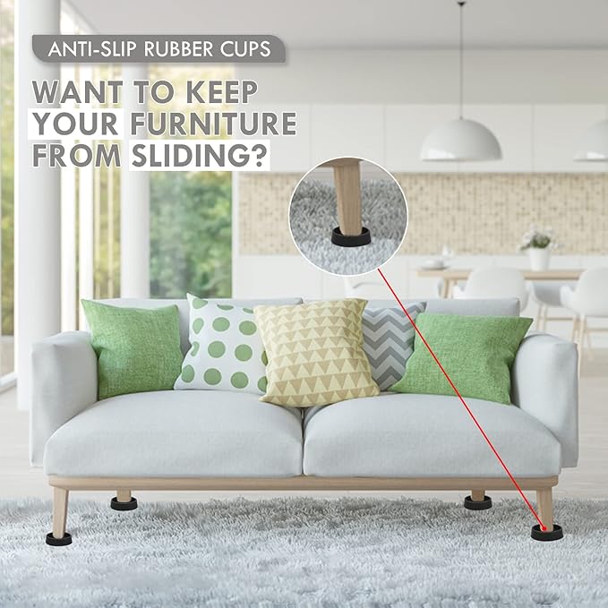 Furniture Coasters, 1.5X1.5 Rubber Caster Cups Non Slip Furniture Pads Non Skid - Image 3