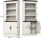 72" Roman Column Bookcase with Double Door Cabinet, 5 Tiers Tall Bookshelf - Image 2