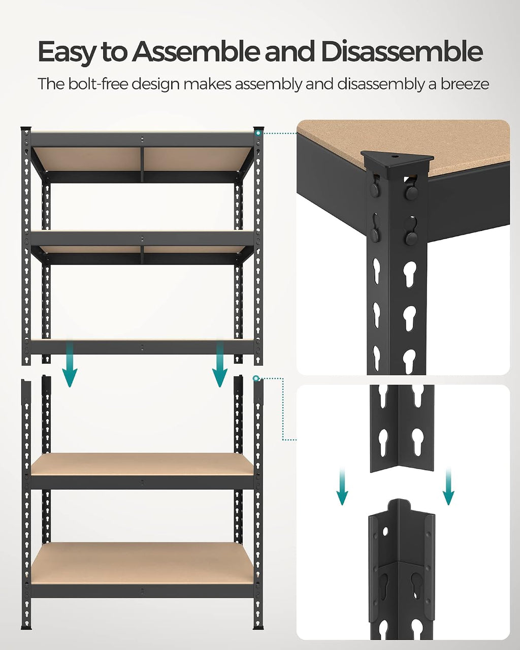 songmics set of 2 5-tier boltless assembly storage, package contents