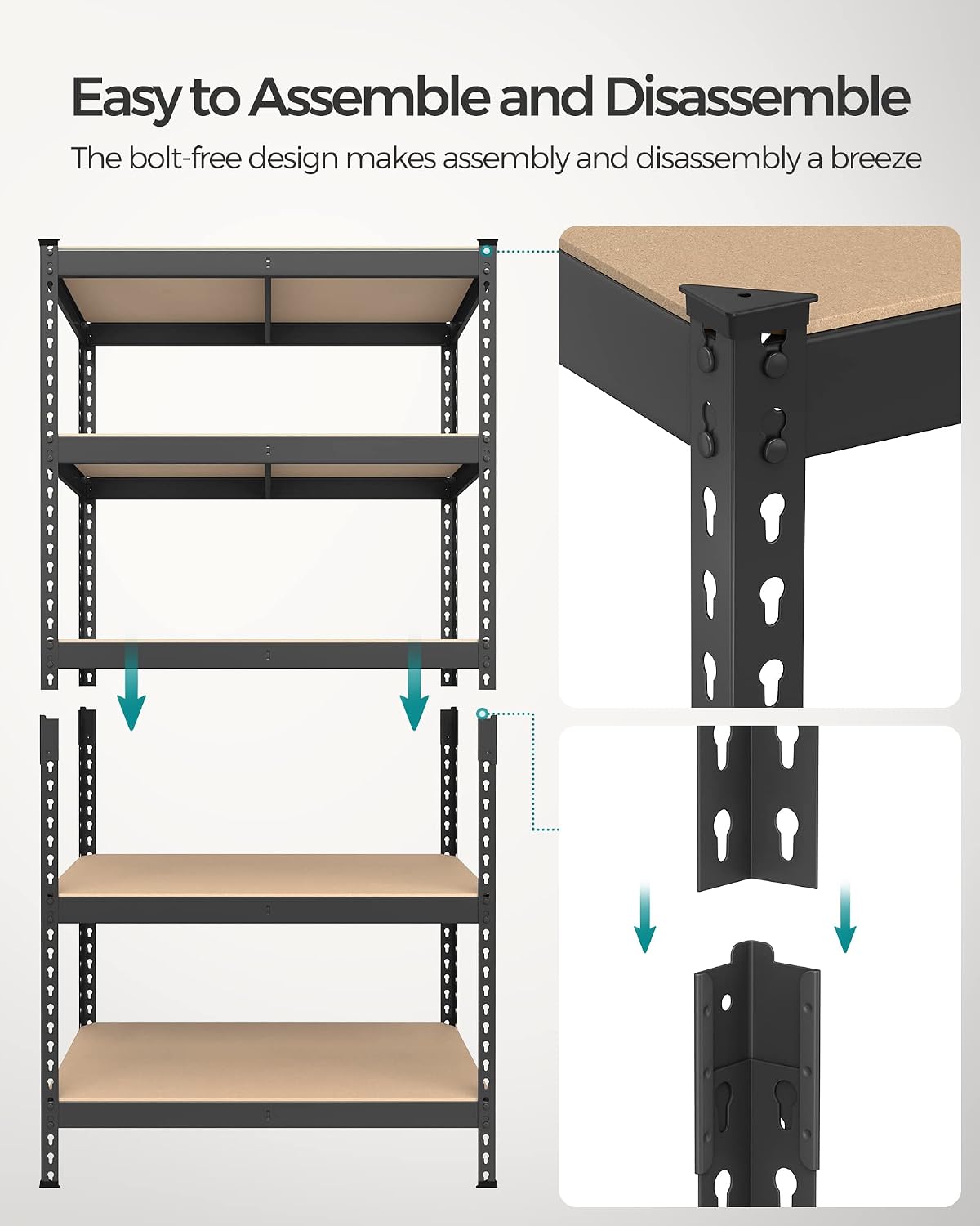 songmics set of 2 5-tier boltless assembly storage, package contents