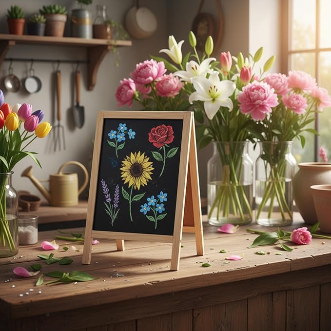 Henoyso 2 Pcs 16" x 10" Small Chalkboard Easel Tabletop Chalkboard Signs Menu - Image 5