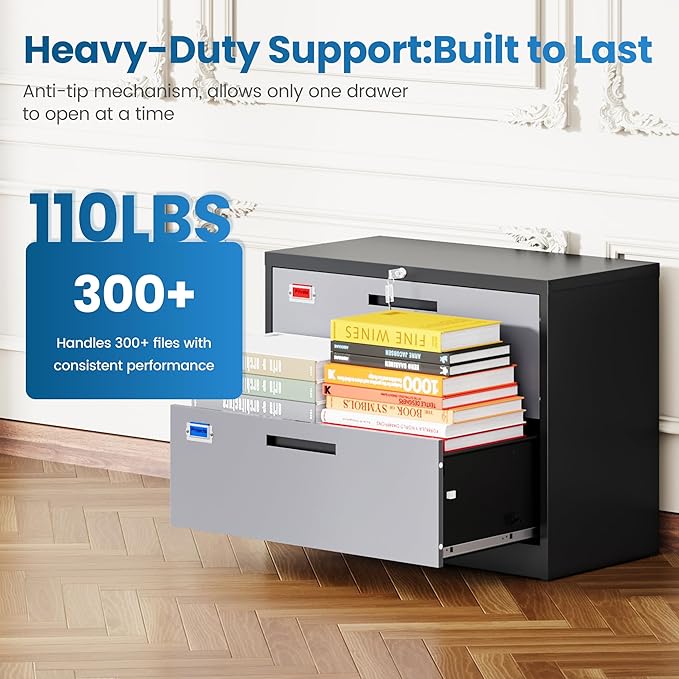 PEUKC 2 Drawer File Cabinet, Lateral Filing Cabinets - Image 9