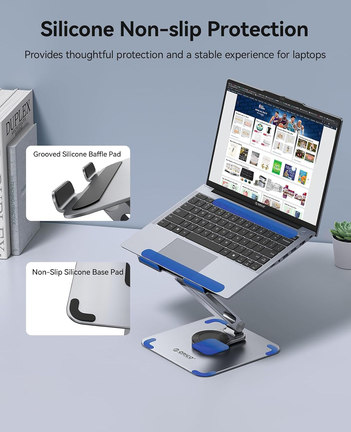 ORICO Adjustable Laptop Stand with 360° Rotating Base, Aluminum ST10-Gray