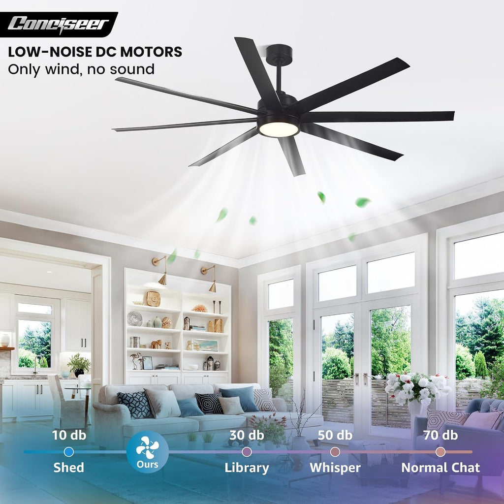 modern ceiling fans with lights, 72 inch ceiling shown in use
