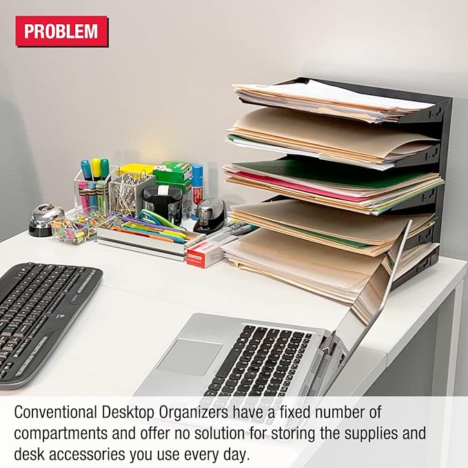 Desktop Organizer 12 Letter Tray Sorter Plus Riser Storage Base & 3 Storage - Image 2