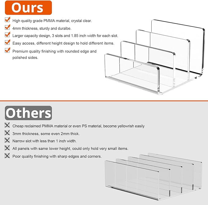 Richboom Acrylic File Sorter, 8.5"x6.3"x6.2", Upright File Organizer - Image 5