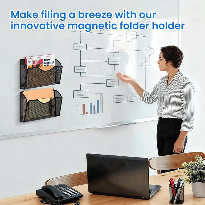 KZWKRG Magnetic File Holder 3PCS Wall File Folder Organizer, No Drilling - Image 6