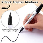 Janlaugh 2 Pcs Freezer Permanent Markers Waterproof Fast Drying Labels 1.0mm - Image 2