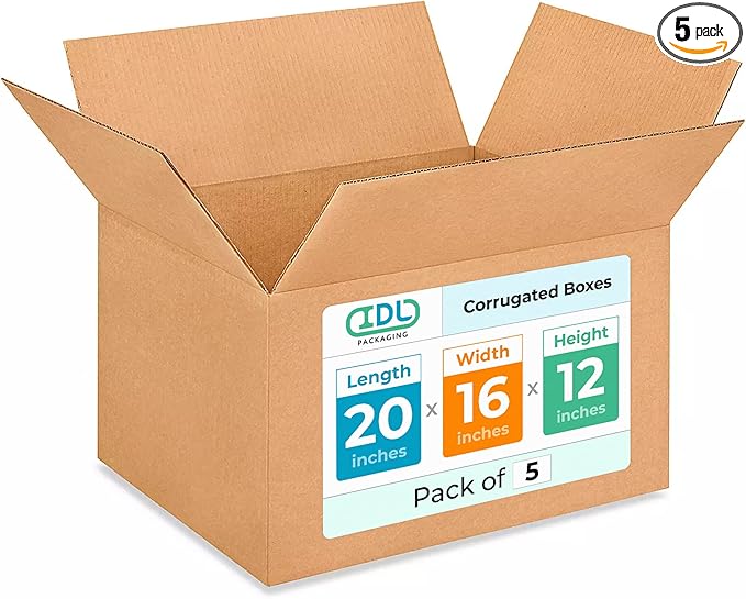 Large Shipping & Moving Boxes 20 x 16 x 12 inches by IDLPackaging