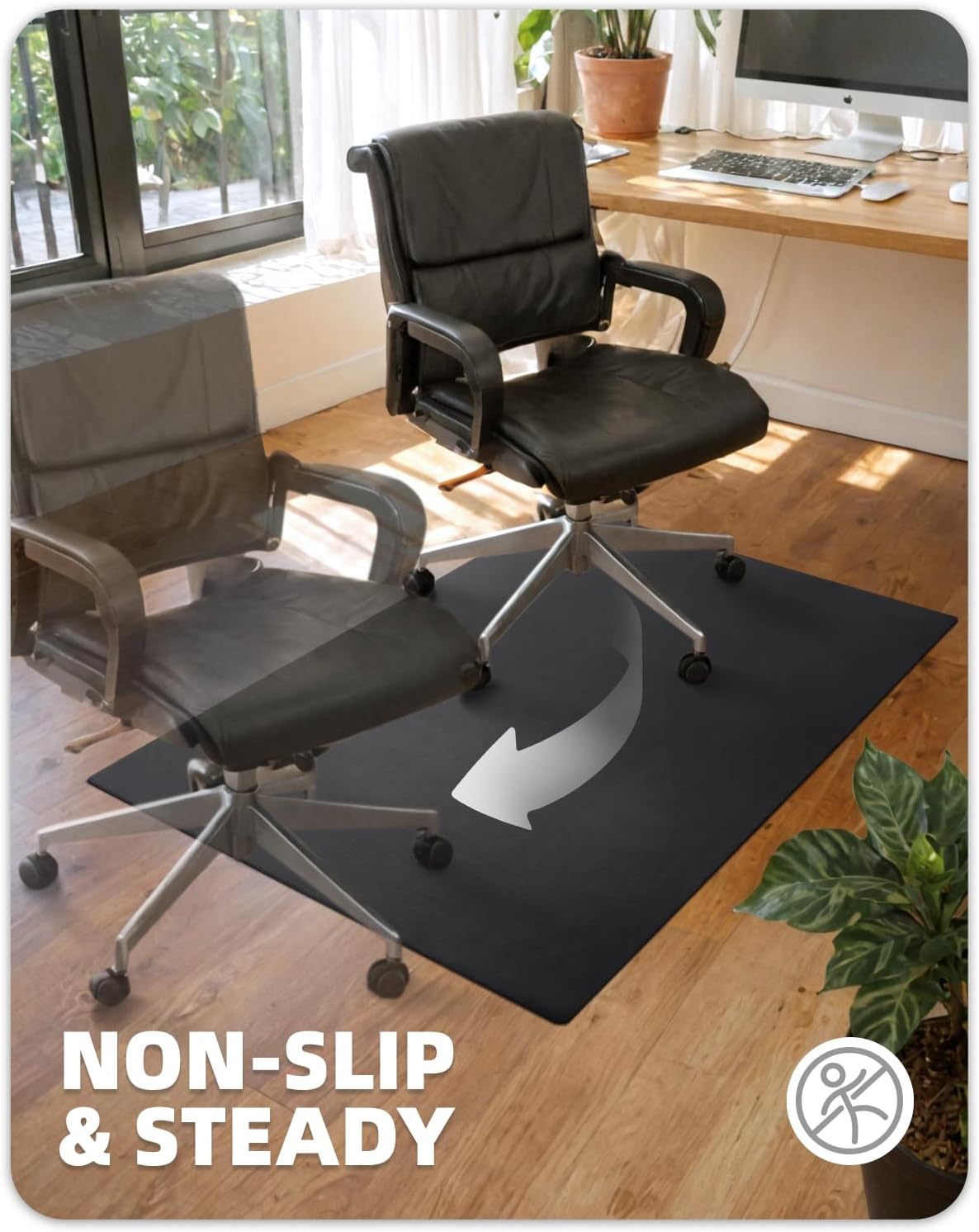 Color&Geometry Anti Scratch Ultra Thin Leather Chair Mat for Hard Floor P...