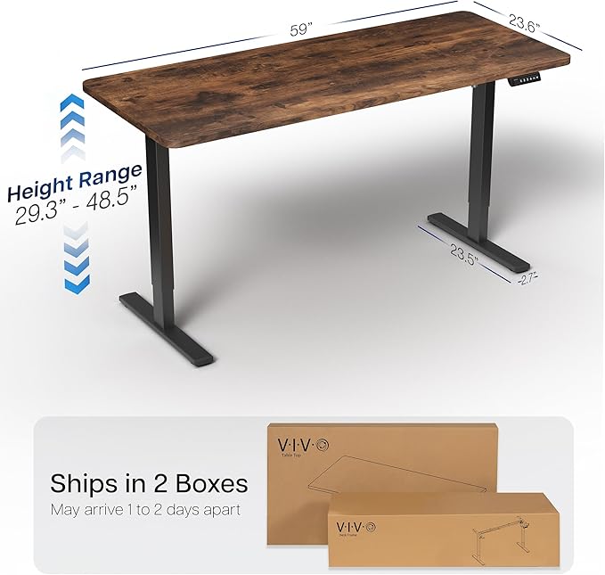 VIVO Electric 60 x 24 in Rustic Standing Desk, Memory Height Adjustment - Image 4
