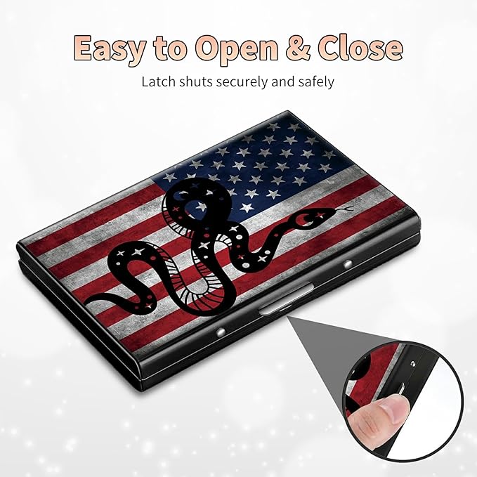 BWEGRHE Slim Credit Card Holder, Snake Flag RFID Blocking Metal Wallet - Image 6