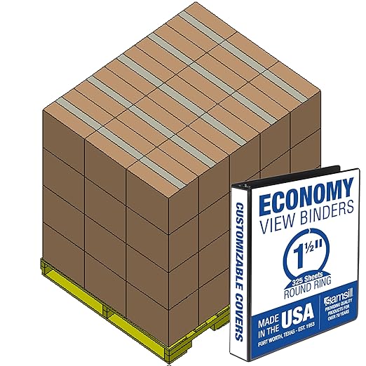 Samsill Economy 1.5 Inch 3 Ring Binder Bulk Pallet, Made in The USA, Round Ring by Samsill