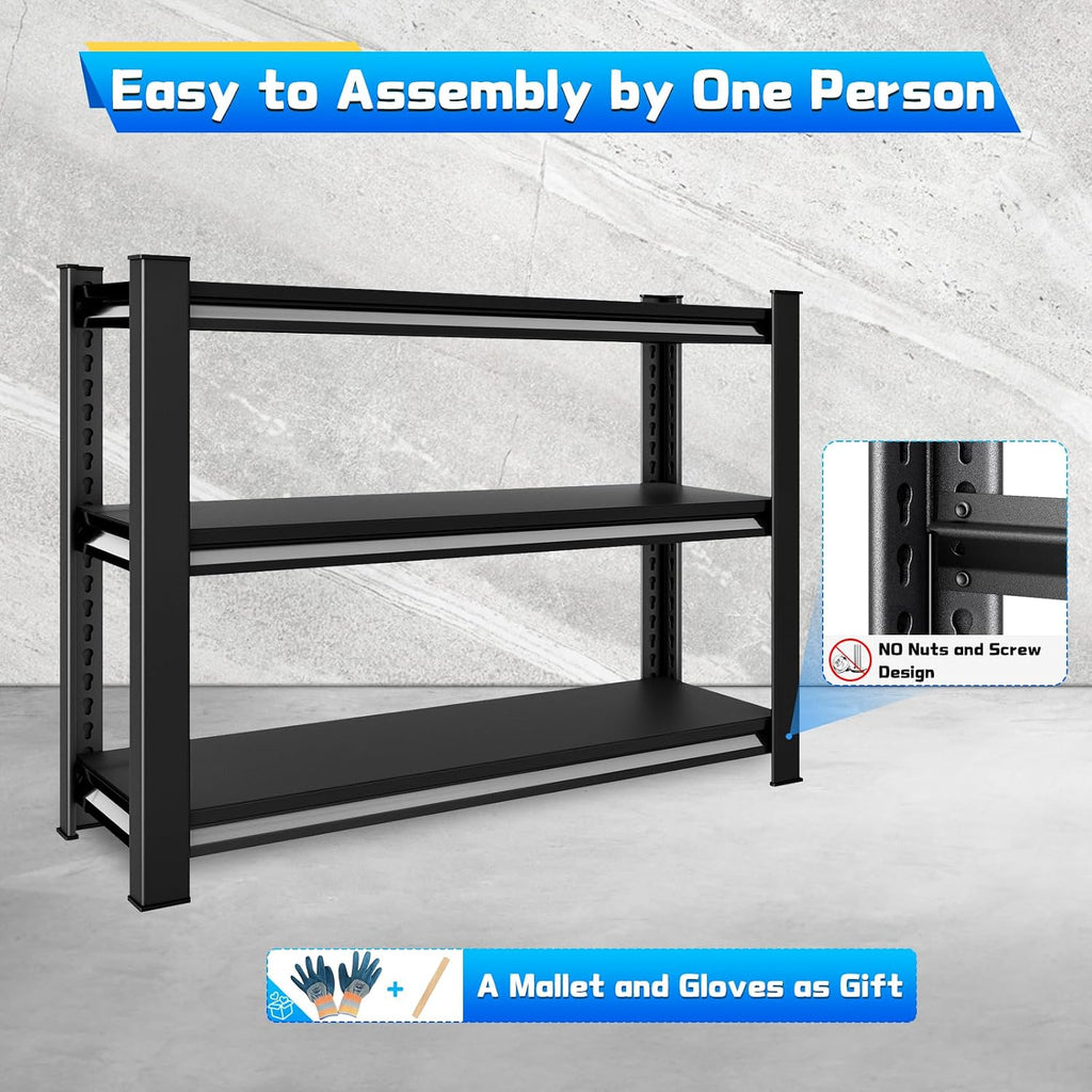 40" w garage shelving heavy duty，1500lbs loads adjustable, side view