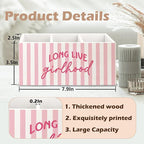 URLLUAE Pink Preppy Long Live Girlhood Wooden Pen Pencil Holder - Image 6