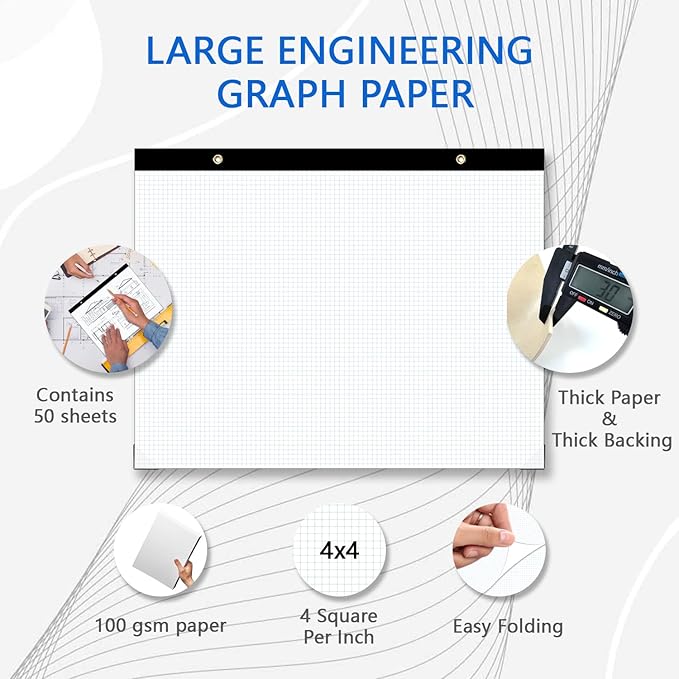 Large Engineering Graph Paper Pad, 100 Sheets/200 Pages, Engineering, Architect - Image 5