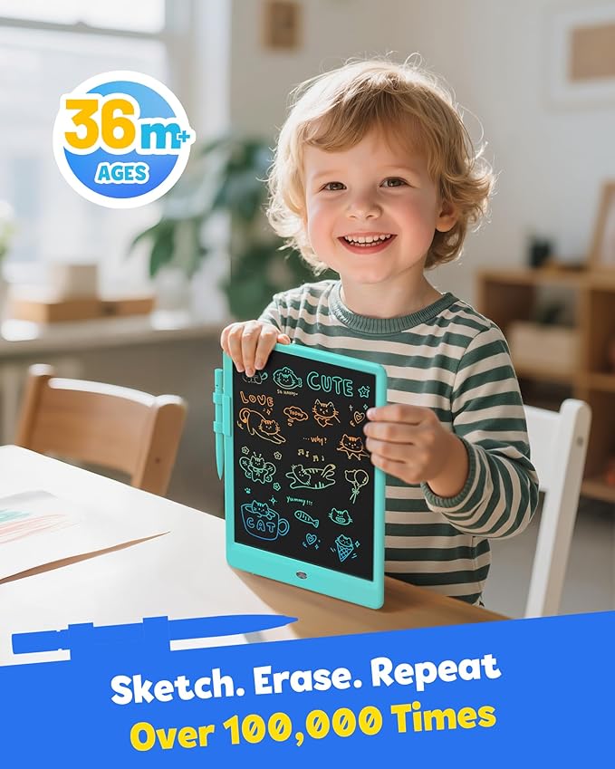 TEKFUN Kids Toys 10Inch LCD Writing Tablet, Mess Free Coloring Doodle Board - Image 2