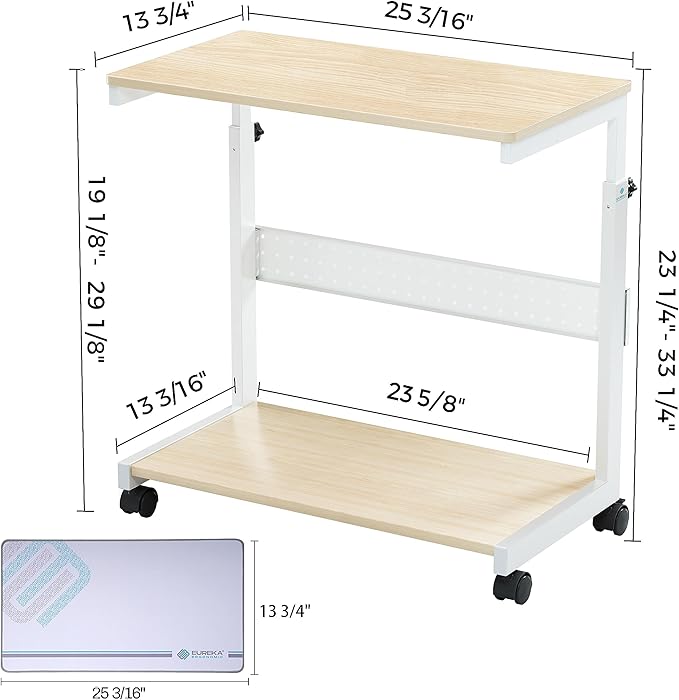 EUREKA ERGONOMIC PC Stand Computer Cart, Height Adjustable Tower Stand 2-Tier - Image 7