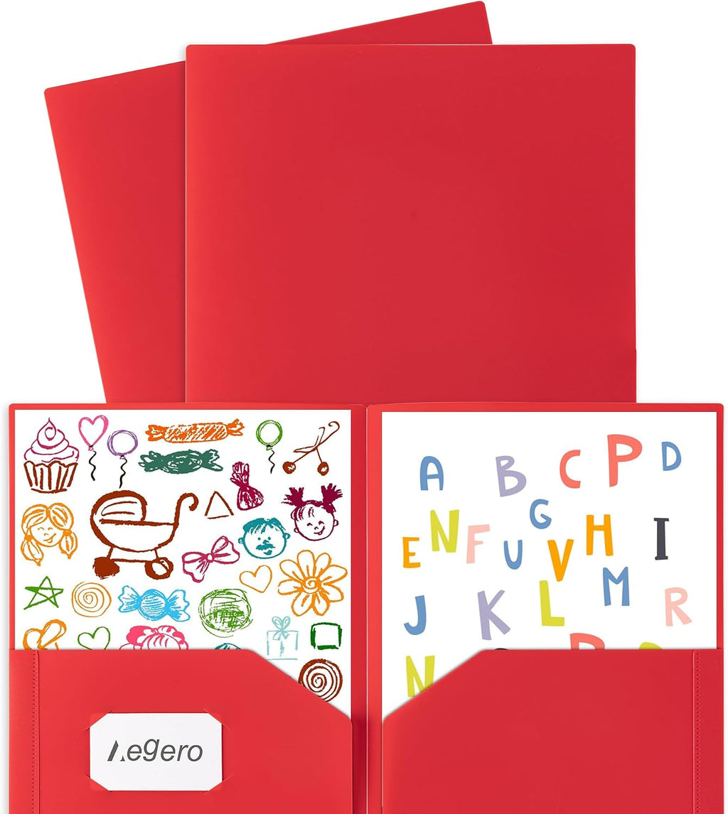 Aegero Plastic Folders with Pockets (7 Pack, Assorted Colors) | Durable Heavy Duty File Folders with Business Card Slot, 2-Pocket Folder for Schoolwork & Office,Letter Size