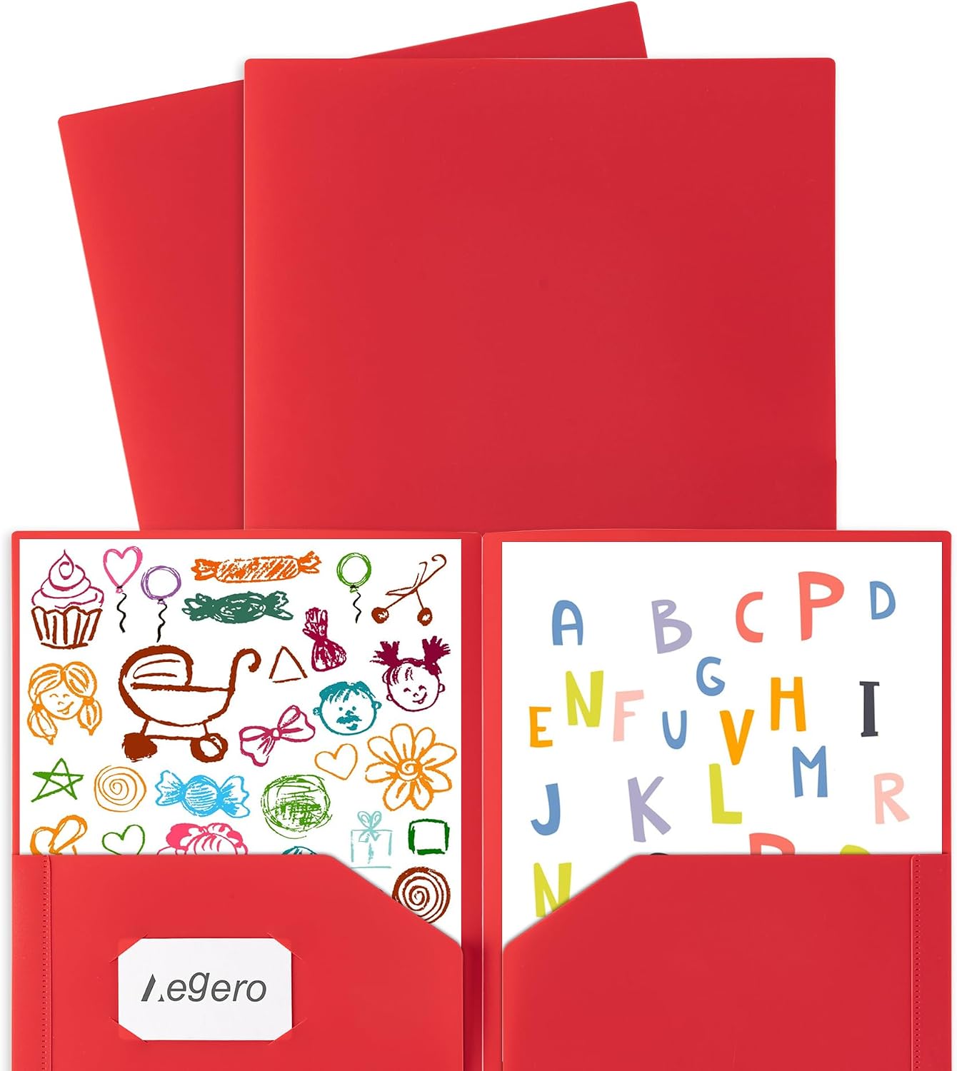 Aegero Plastic Folders with Pockets (7 Pack, Assorted Colors) | Durable Heavy Duty File Folders with Business Card Slot, 2-Pocket Folder for Schoolwork & Office,Letter Size