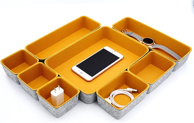 Welaxy Felt Desk Drawer Organizer Trays, 8-Piece Storage Bins by Welaxy