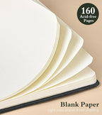PAIBAS Blank Journal Notebook for Women Men, 160 Pages, A5 Hardcover Sketchbook - Image 4