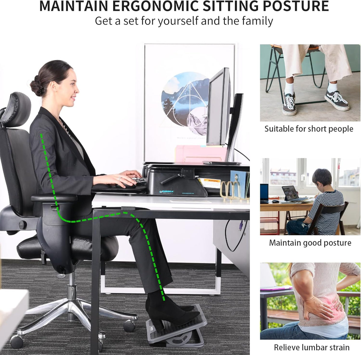 EUREKA ERGONOMIC Tilt Adjustable Footrest, Foot Rest for Under Desk at Work w...