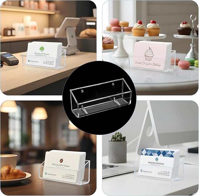 Yolev 2 Pcs Acrylic Business Card Holder Wall Mount Clear Business Card - Image 2