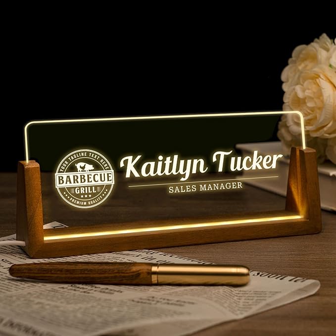 Desk Name Plate Personalized, Custom Office Light Up Name Plate by Ueedklaayy