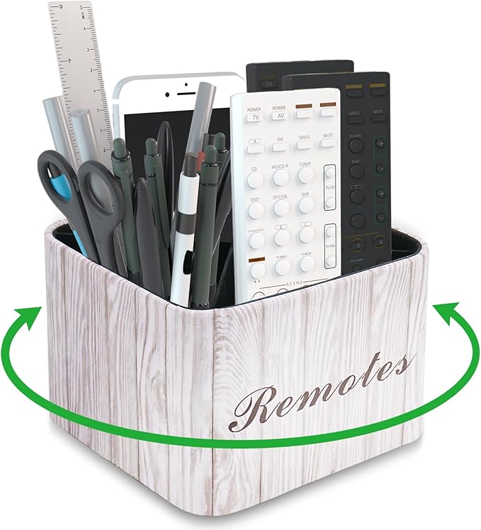 Hennaja Square Leather Art Supply Organizer, Remote Control Holder by Hennaja
