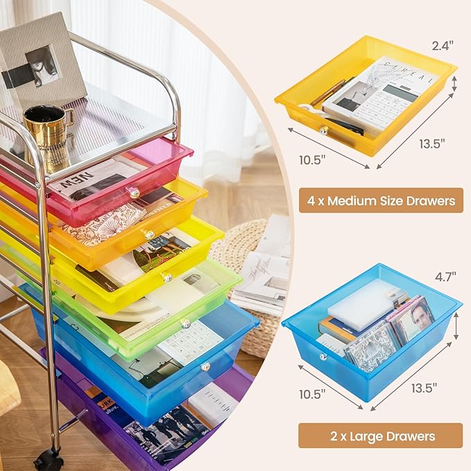 RELAX4LIFE 6-Drawer Rolling Storage Cart - Image 7