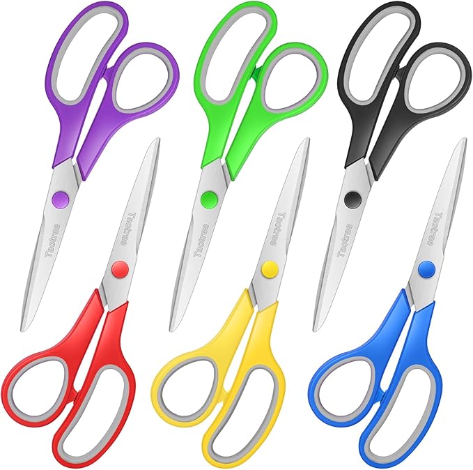 Scissors Bulk Set of 6-Pack, Taotree 8" Scissors All Purpose Comfort Grip Sharp - Image 8