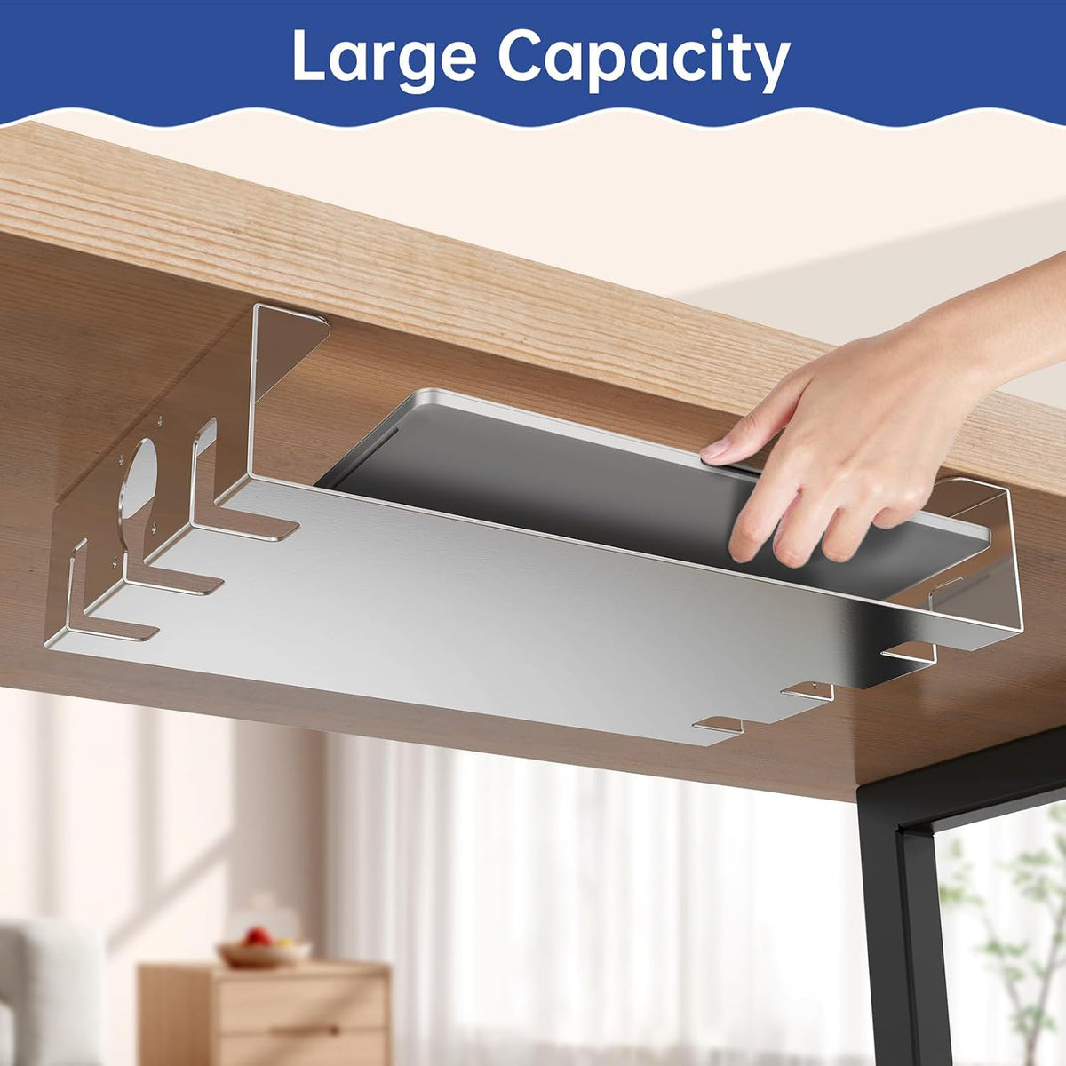 Upgrade Under Desk Shelf with Heat Dissipation - Under Table Shelf for Laptop...