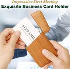 Yookin Wood Business Card Holder Wooden Magnetic Business Card Case Portable - Image 5