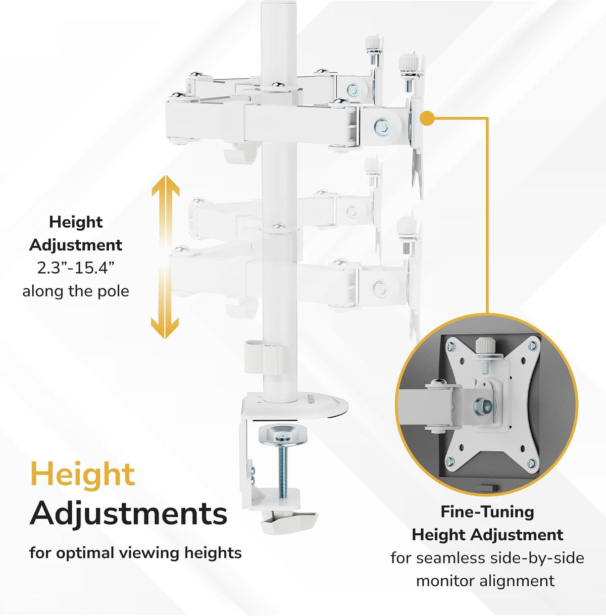 Mount-It Dual Monitor Mount Arm for Desk, Full Motion White Steel 17-32 in
