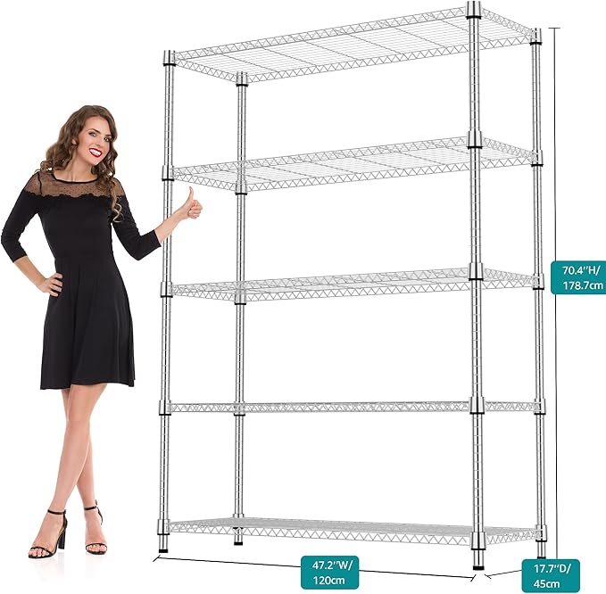 M MZG 5 Tiers Shelf 1750 lbs Steel Storage Shelving Utility Shelving Unit Steel - Image 3
