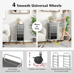 Giantex 10-Drawer Storage Cart w/Universal Wheel, Rolling Cart w/Handle - Image 6