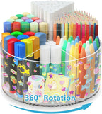 Acrylic Pen Holder with 2 Adhesive DIY Stickers, Desk Organizer Marker Holder by Wawocs
