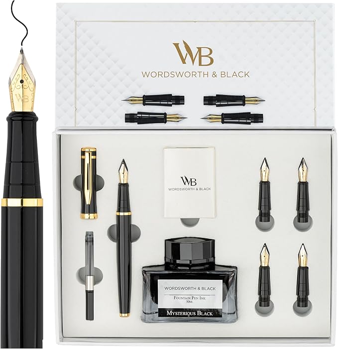 Wordsworth & Black Fountain Pen Gift Set, Includes Bottle, 6 Cartridges by WordsworthBlack