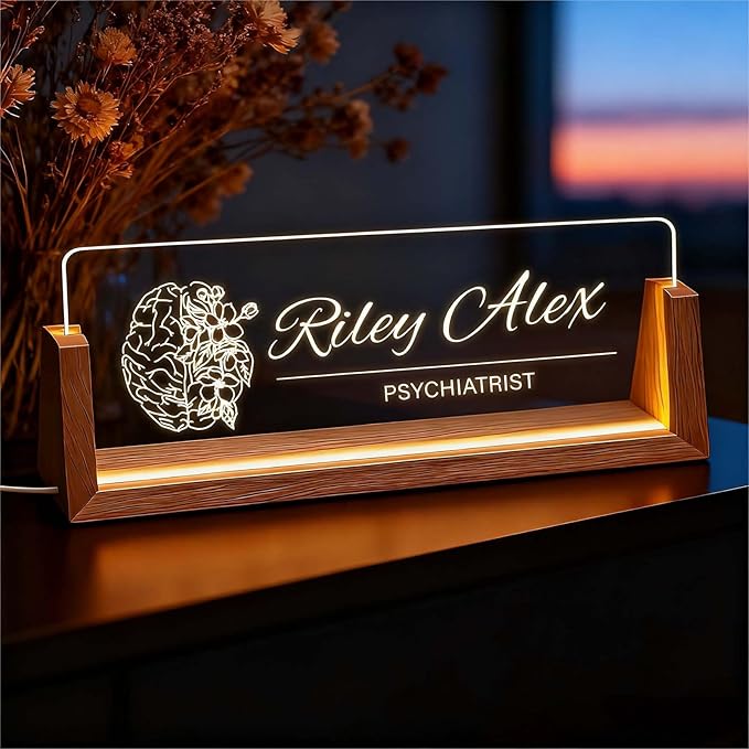Custom Name Plate for Desk, Personalized Light Up Acrylic Office Sign for - Image 2