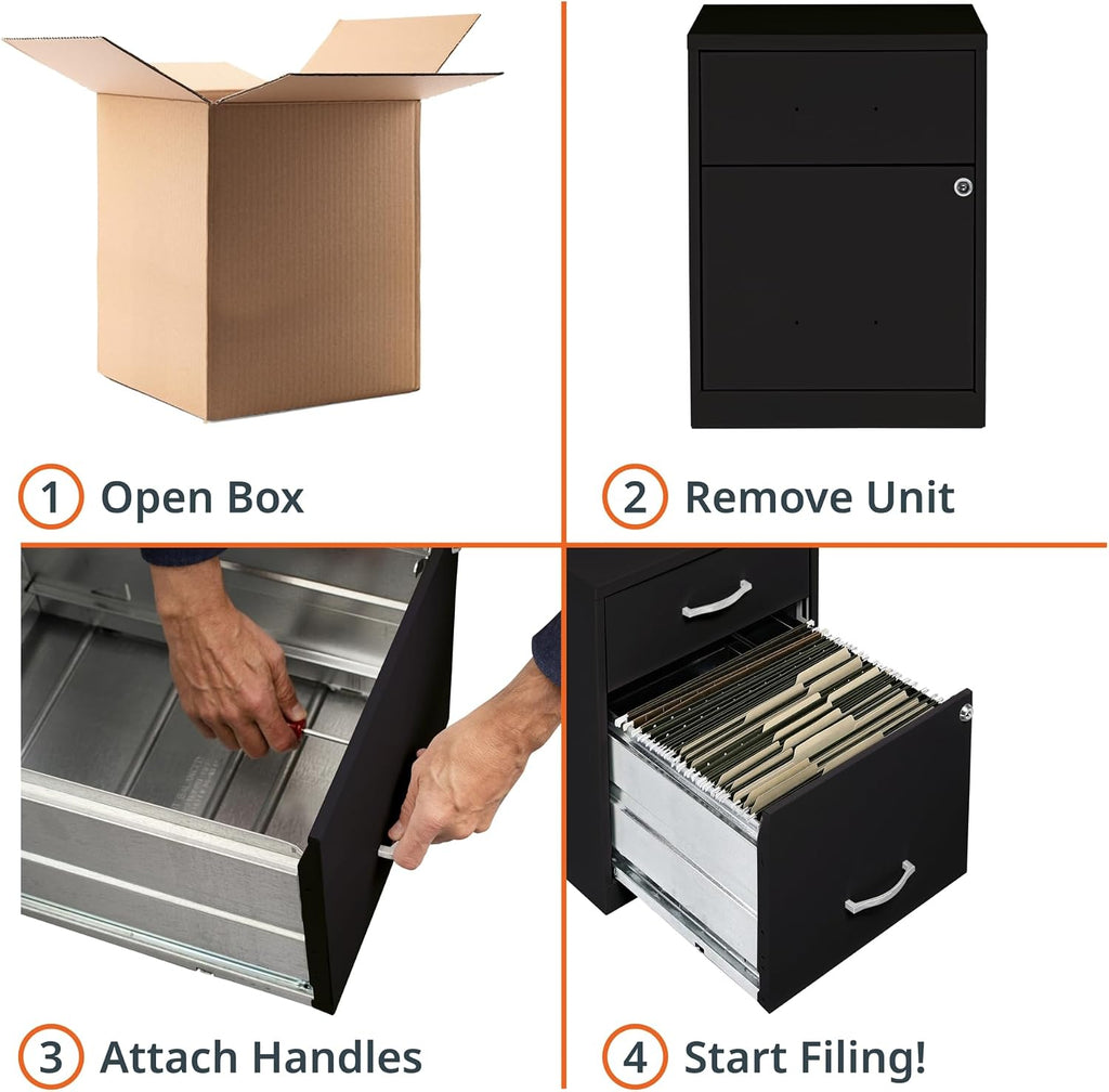 NuSparc 2 Drawer Locking Filing Cabinet | Pre-Assembled Steel Construction | Space-Saving Design is Perfect for Home and Small Office | Letter-Size | Assembled in North America