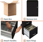 NuSparc 2 Drawer Locking Filing Cabinet | Pre-Assembled Steel Construction | Space-Saving Design is Perfect for Home and Small Office | Letter-Size | Assembled in North America