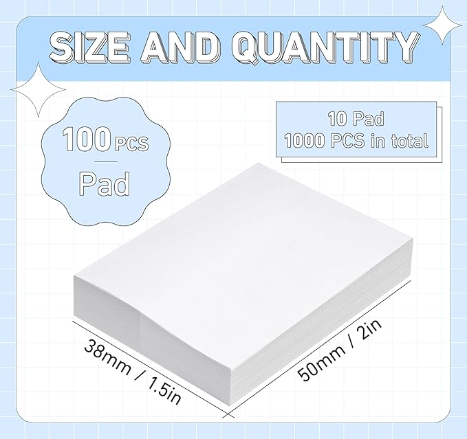 White Sticky Notes 1.5 x 2 in, 10 Pads Small Self-Stick Notes, 100 Sheets/Pad - Image 2